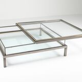 Maison Jansen sliding coffee table in chrome and brass - 1970s