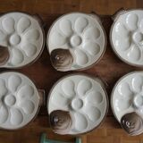 Assiettes à huîtres forme poisson faïence Longwy
