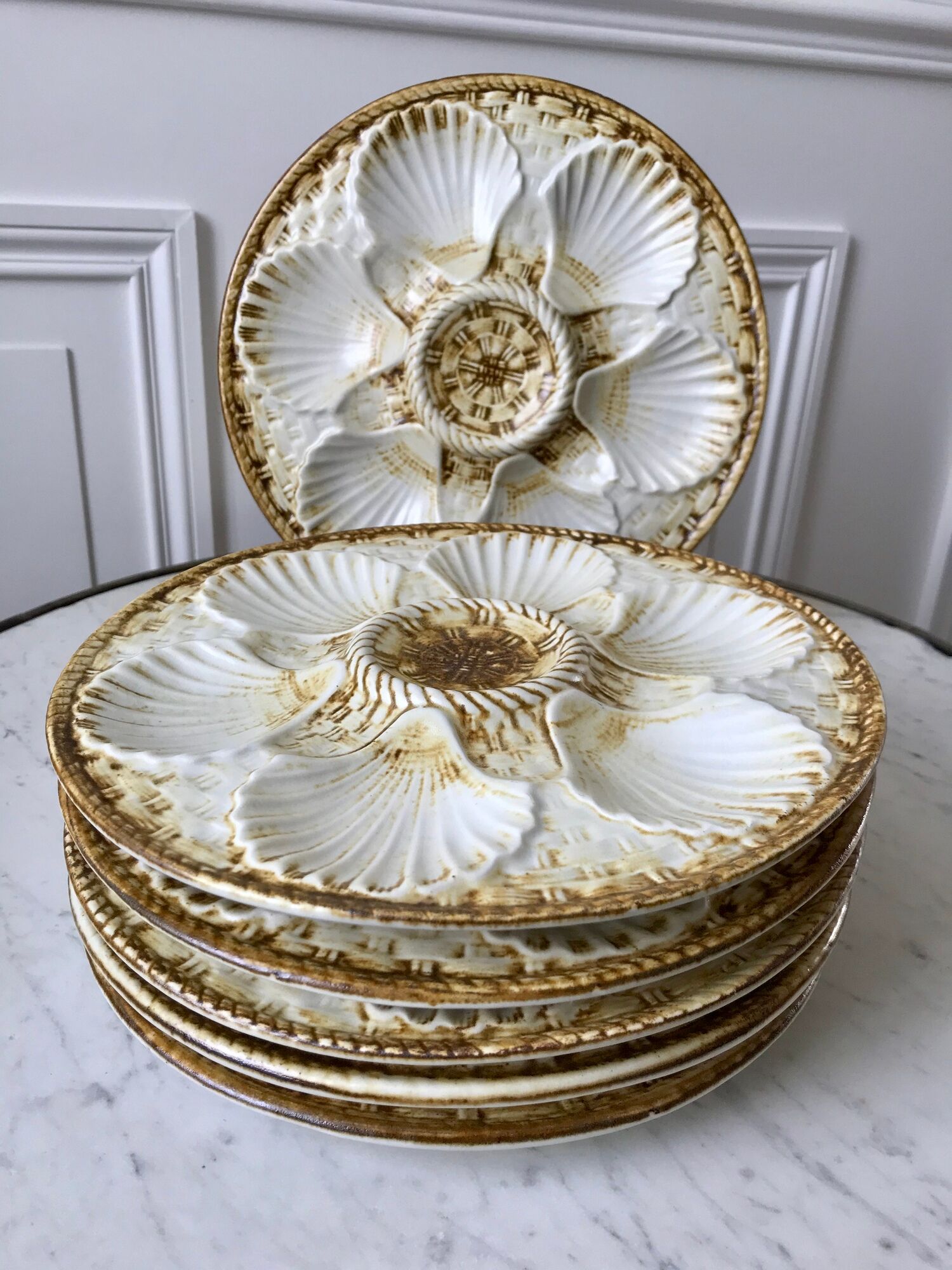Set of 6 Oyster Plates Longchamp years 50-60