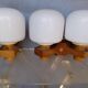 Pair of vintage 1960 wood/glass wall lights