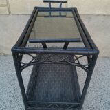 Vintage rattan server with XL serving tray circa 1960