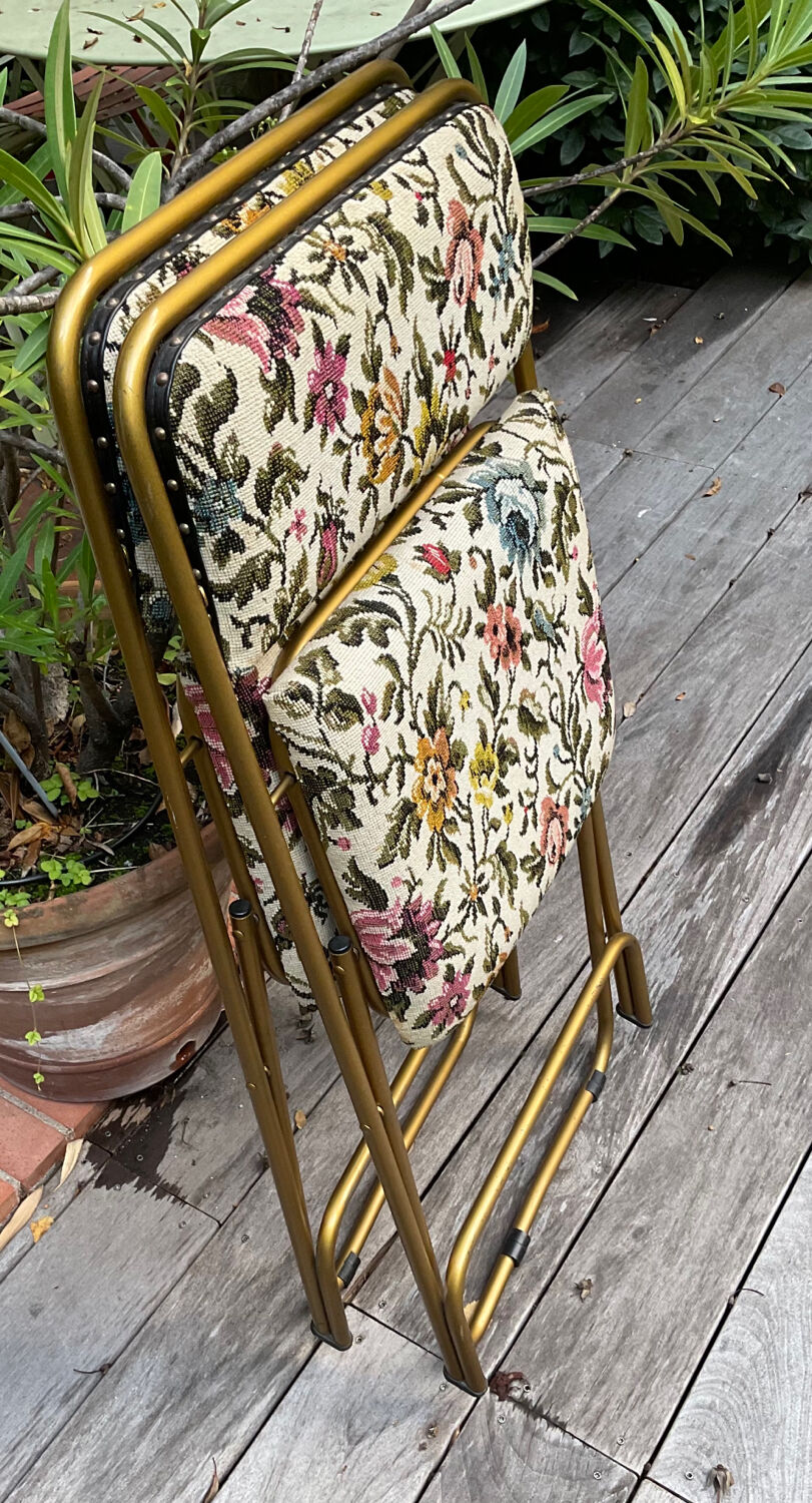 2 vintage Lafuma Chantazur folding chairs