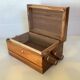 Old wooden cigarette box and ashtray