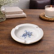 Circular Porcelain Ashtray from Meissen - Blue and Gold Floral Pattern