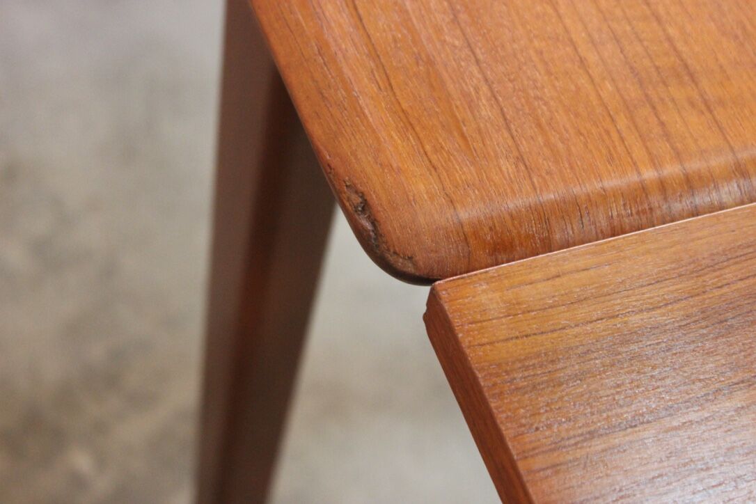 Vintage rectangular teak table with 2 extension spieces, 1960s