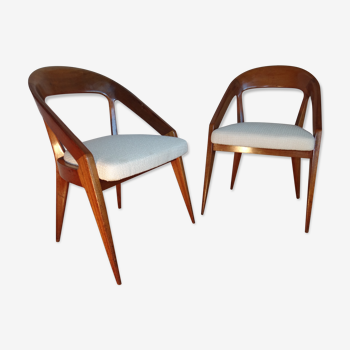 Paire de fauteuils en acajou, moderniste 1950