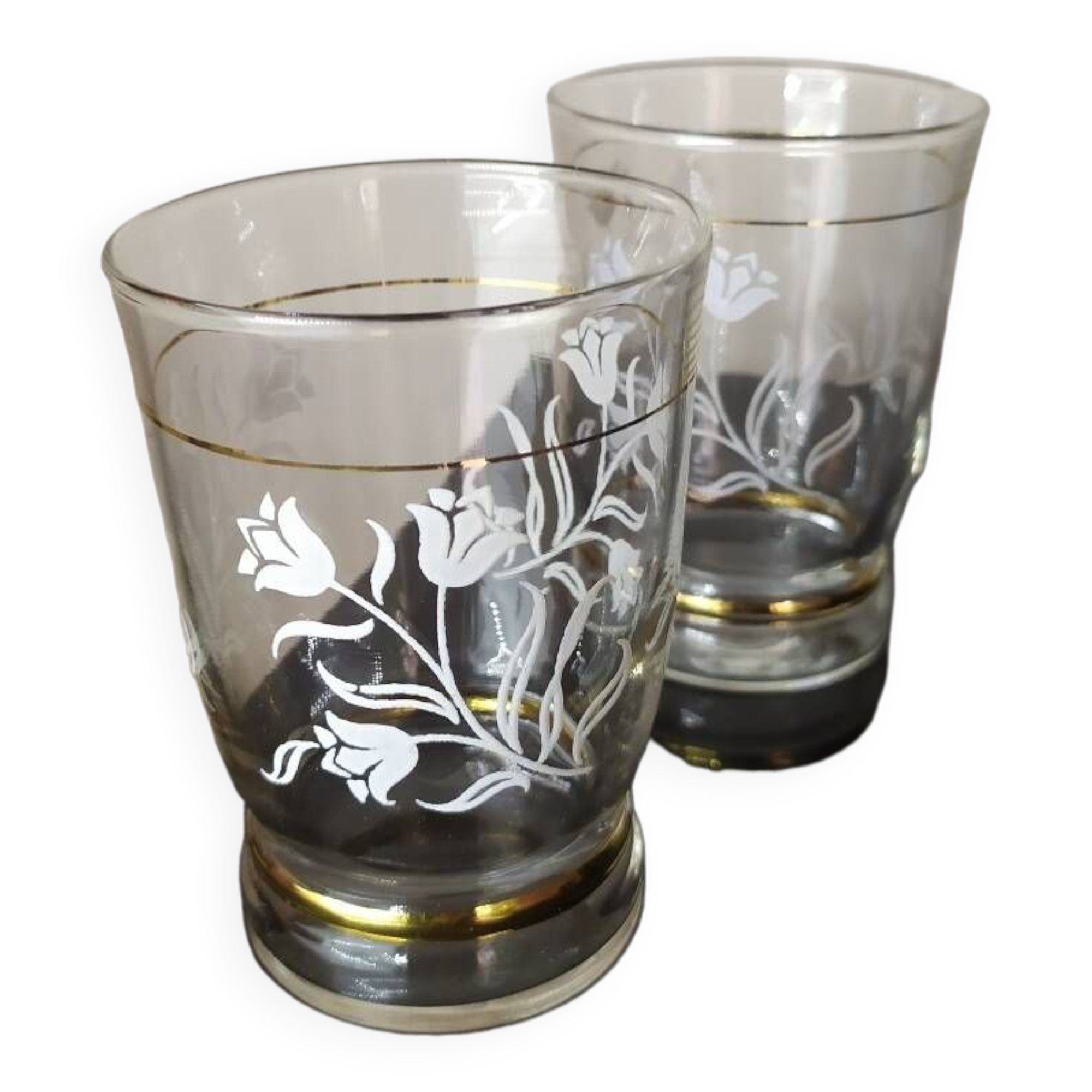 Vintage glasses with rose pattern