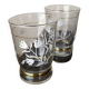 Vintage glasses with rose pattern