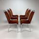 Set of 6 Belgium Tubular Frame and Velvet Dining Chairs, 1970s