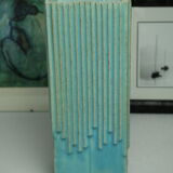 Modernist ceramic vase blue stamped signed 80s
