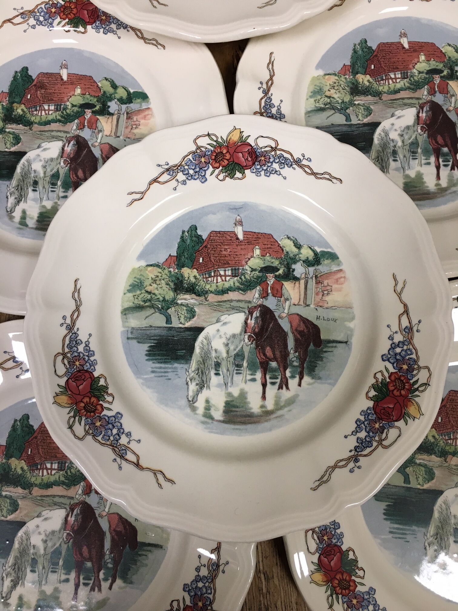 8 dessert plates Obernai Sarreguemines France
