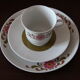 4 cups and dessert plates with vintage flower