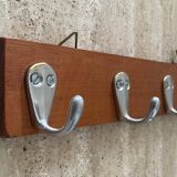 Vintage teak and aluminum towel rack