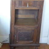 Chevet en bois et marbre rose fleurs ciselés art deco