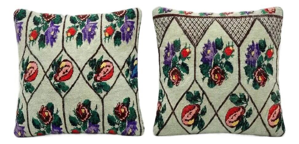 Set of 2 vintage kilim cushion covers 51x51 cm