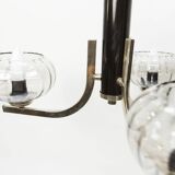 See Delmas chandelier, 3 arms, black and gold, clear glass, 1960