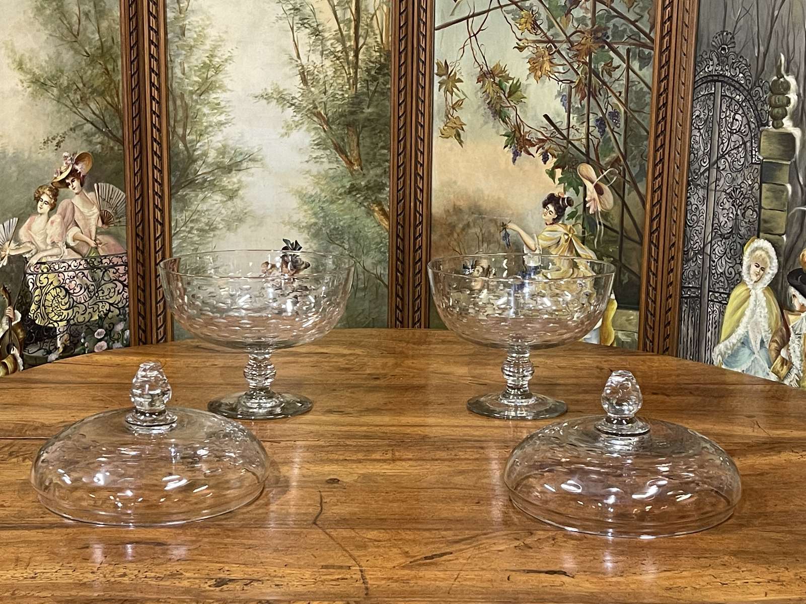Pair of large blown glass drapes of the nineteenth century