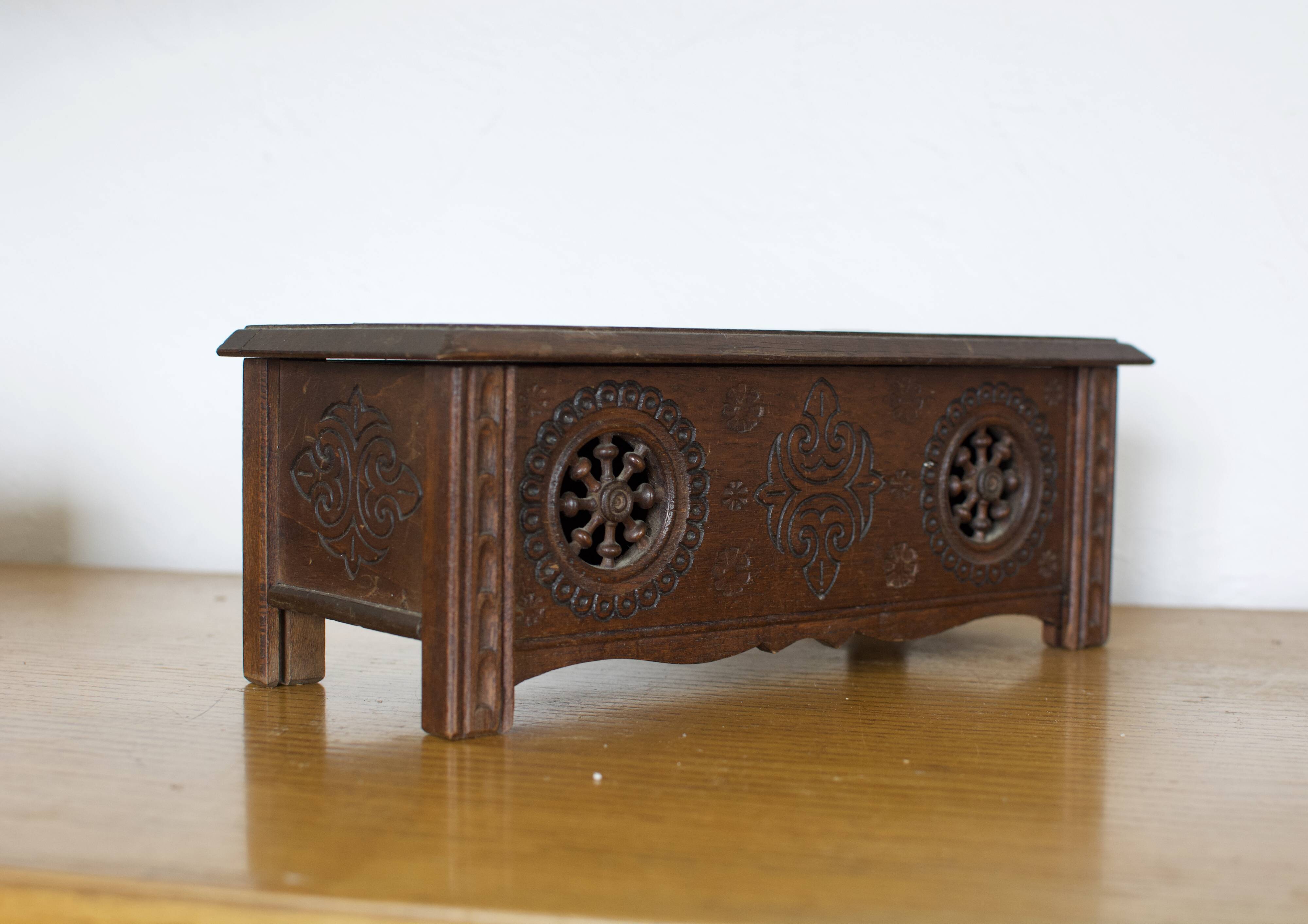 Old carved wooden box