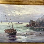 Old marine painting – Oil on panel signed Léo Spanoghe