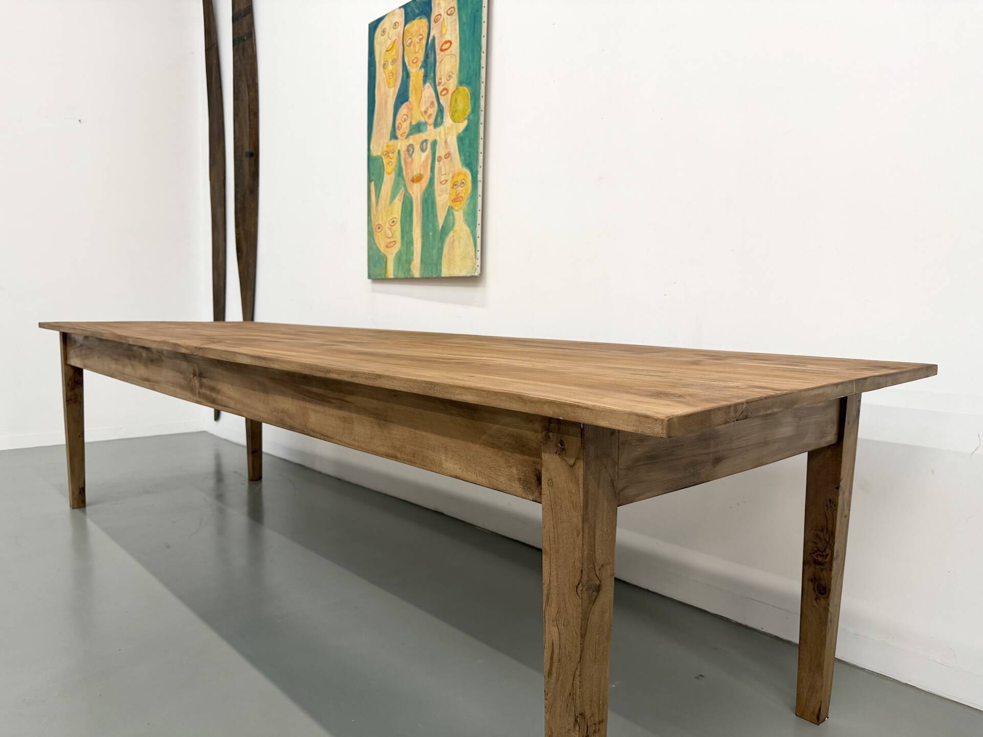 XXL solid walnut table with tapered legs