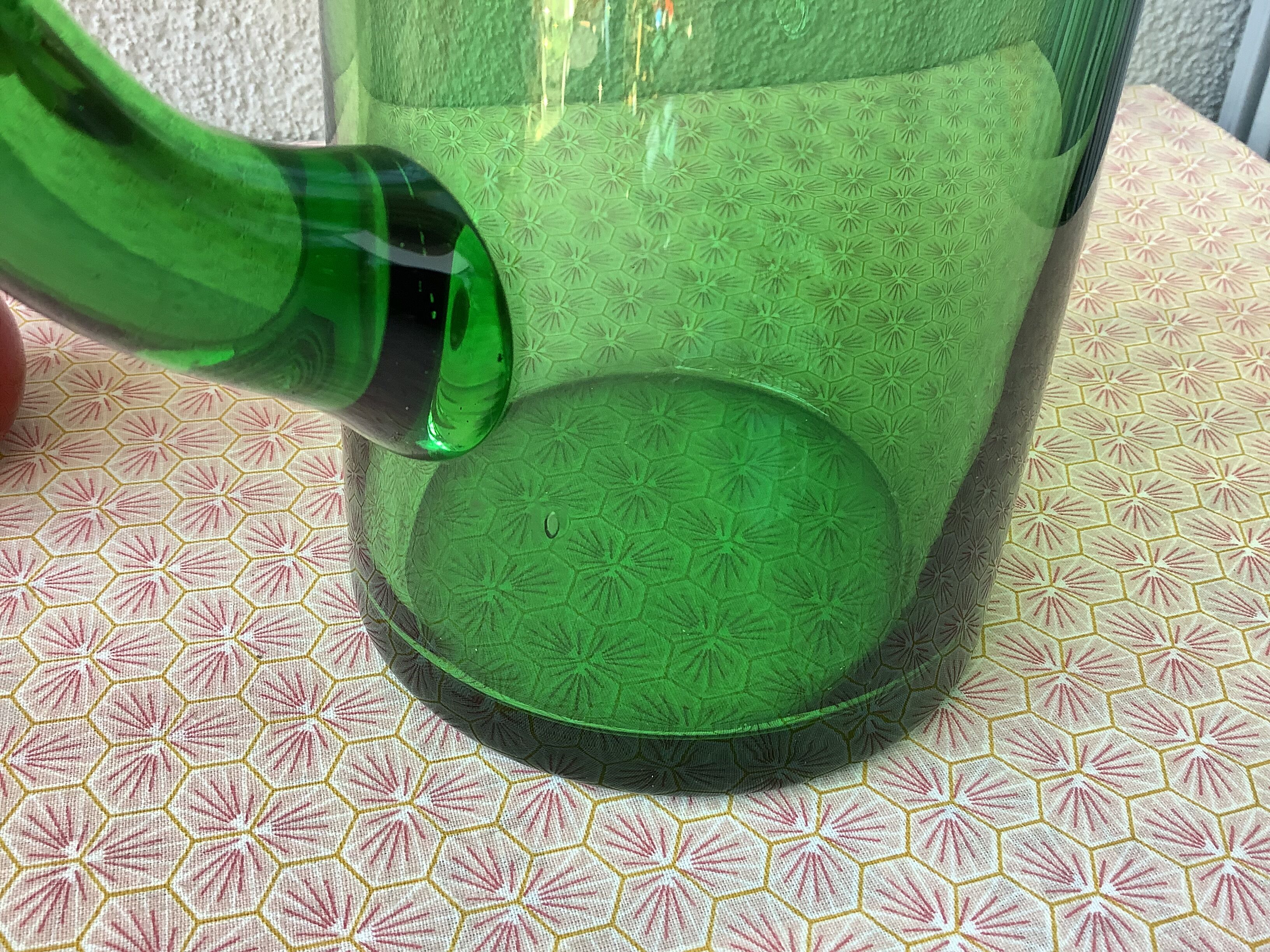 Green blown glass decanter
