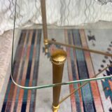 Vintage gold coffee table. Glass top.