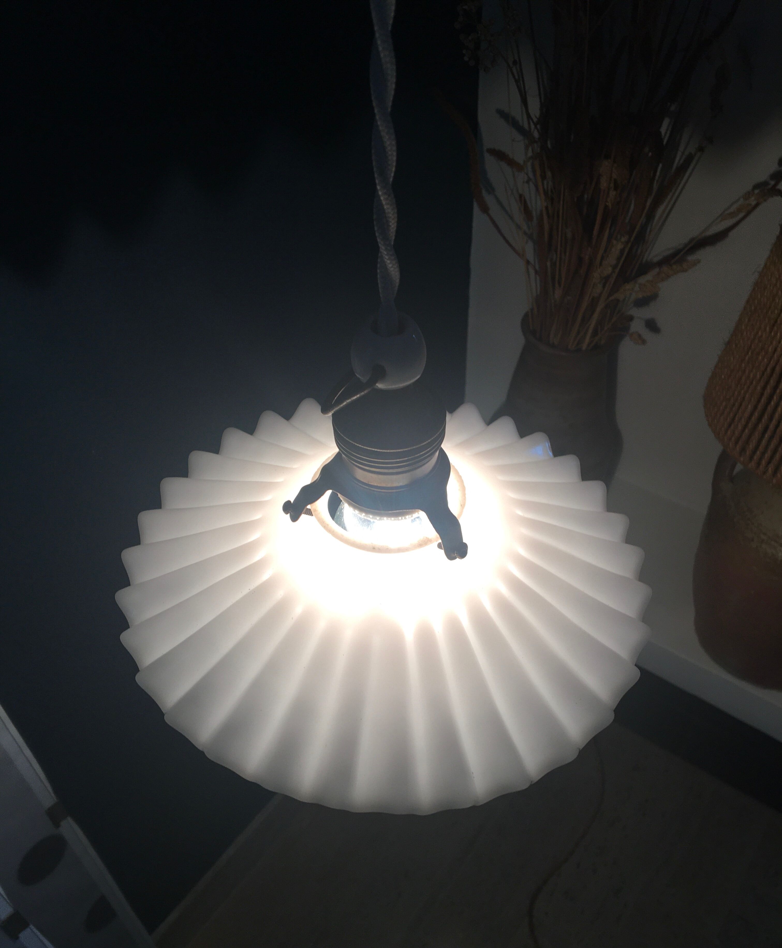 Umbrella opaline, brass and braided cable 2m