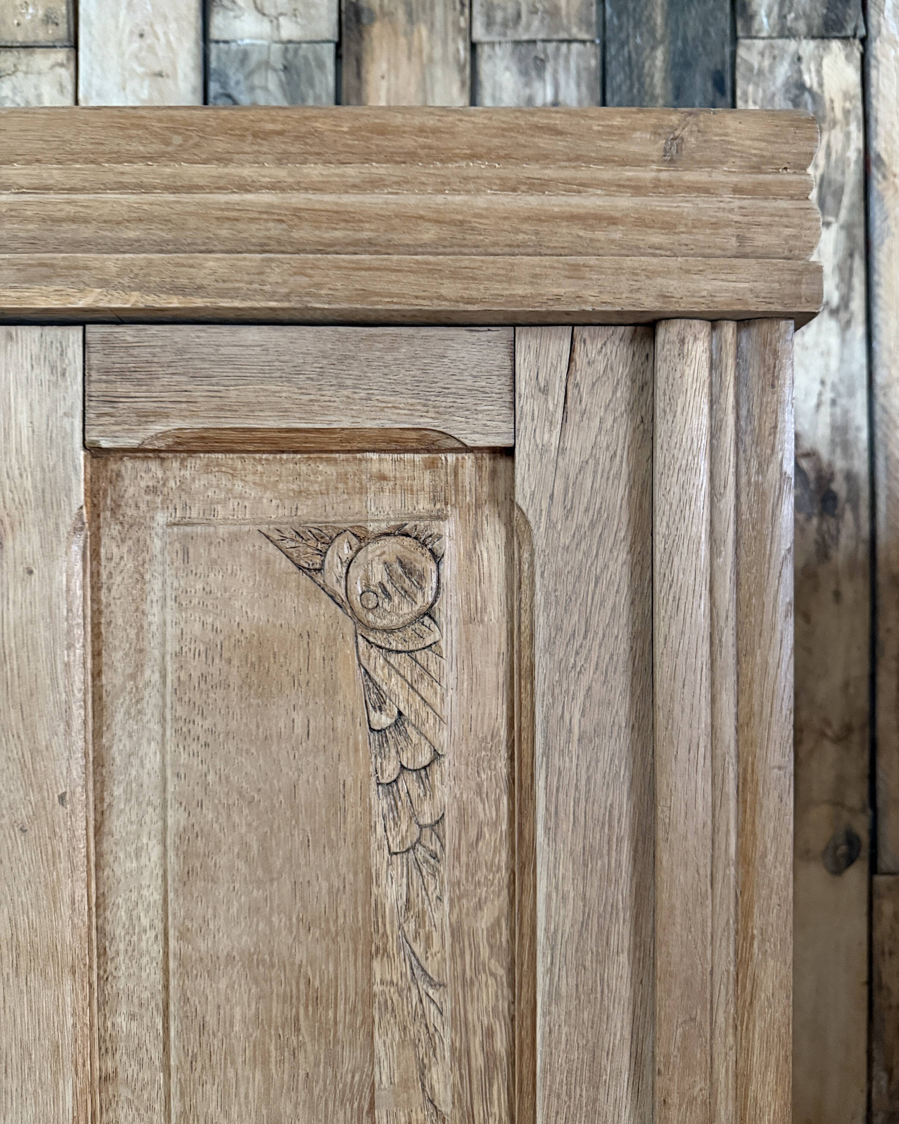 Armoire Art déco 3 portes en chêne, rénovée