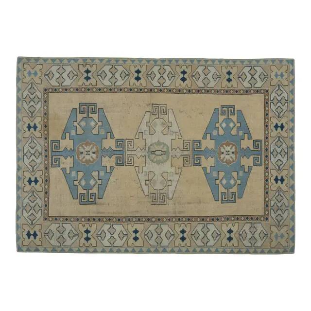 1970s Vintage Turkish Handmade Wool & Cotton Orange Area Rug 175x248