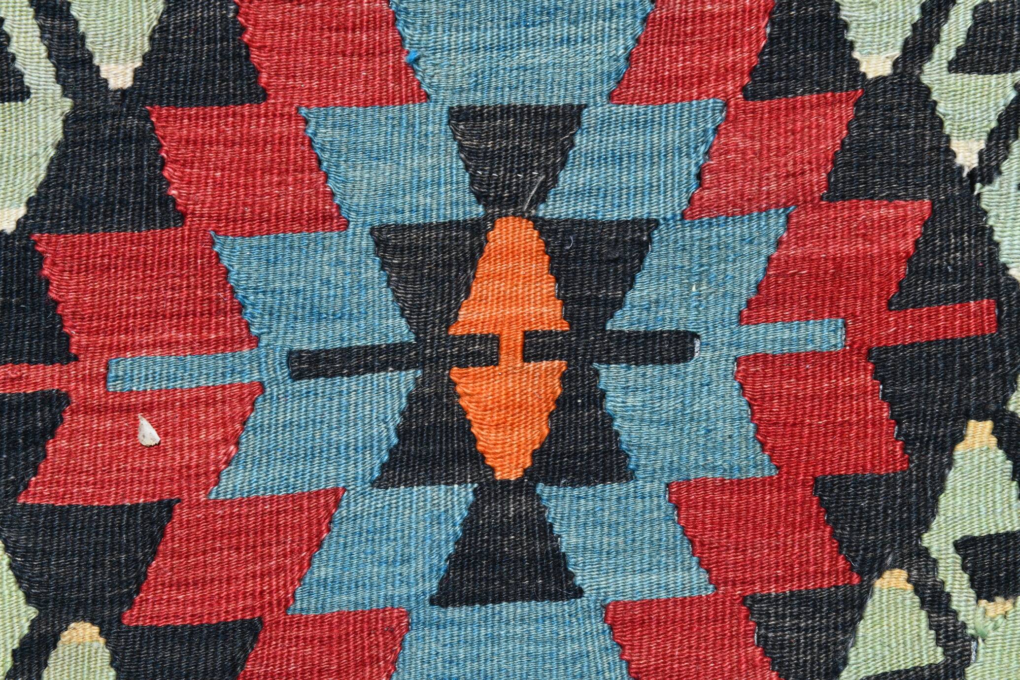 Kilim Long Wide Multicolor Geometric Stlye Vintage Kilim Rug, 199x320 Cm