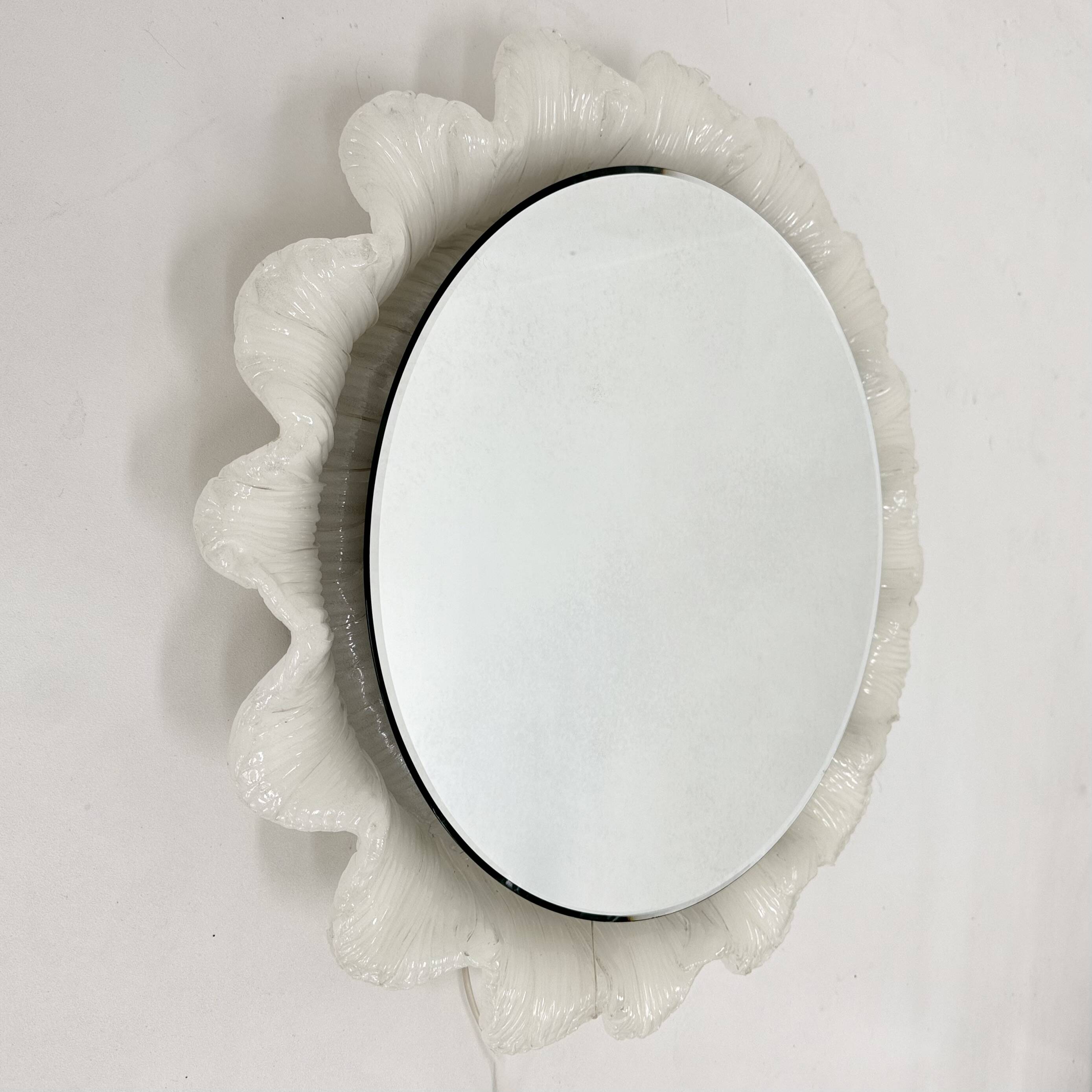 Vintage Lucite wall mirror with backlight , 1970’s , Germany