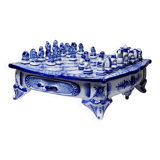Rare and unique Gzhel porcelain travel chess set by Yuri Garanin