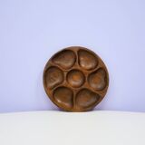 vintage teak round snack bowl