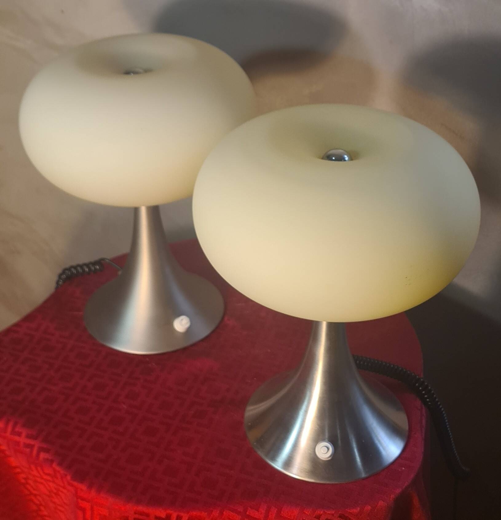 Pair of Prisma Mushroom Table Lamps 1975, Ufo A Space 30x22