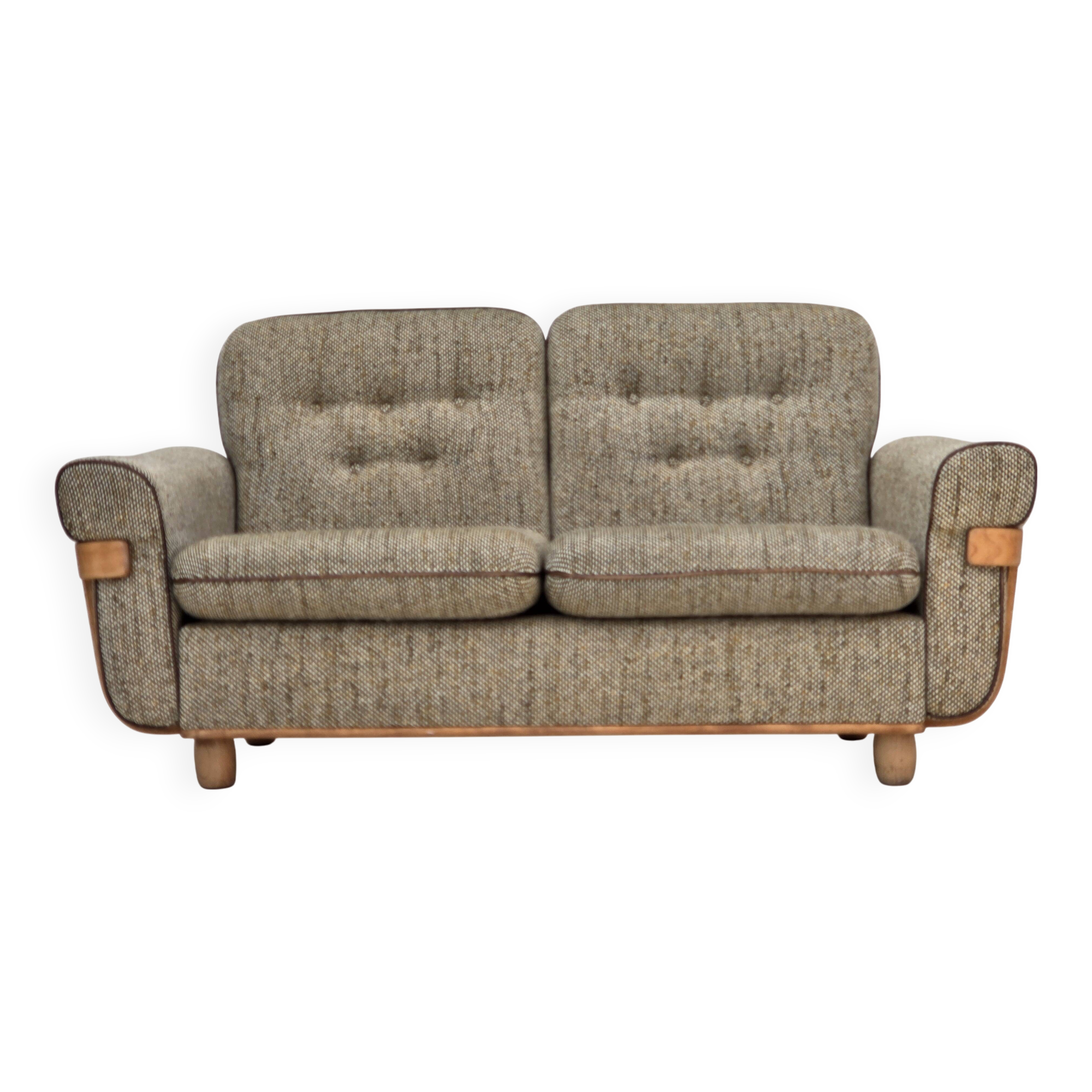 1970s, Danish 2-seater sofa, original condition, furniture wool, bentwood.