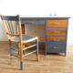 Bureau années 50 bleu nuit et sa chaise assortie