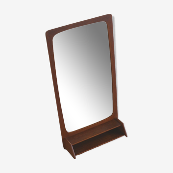 Danish design vintage mirror with compartment made of teak from the 1960s