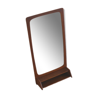 Danish design vintage mirror with compartment made of teak from the 1960s