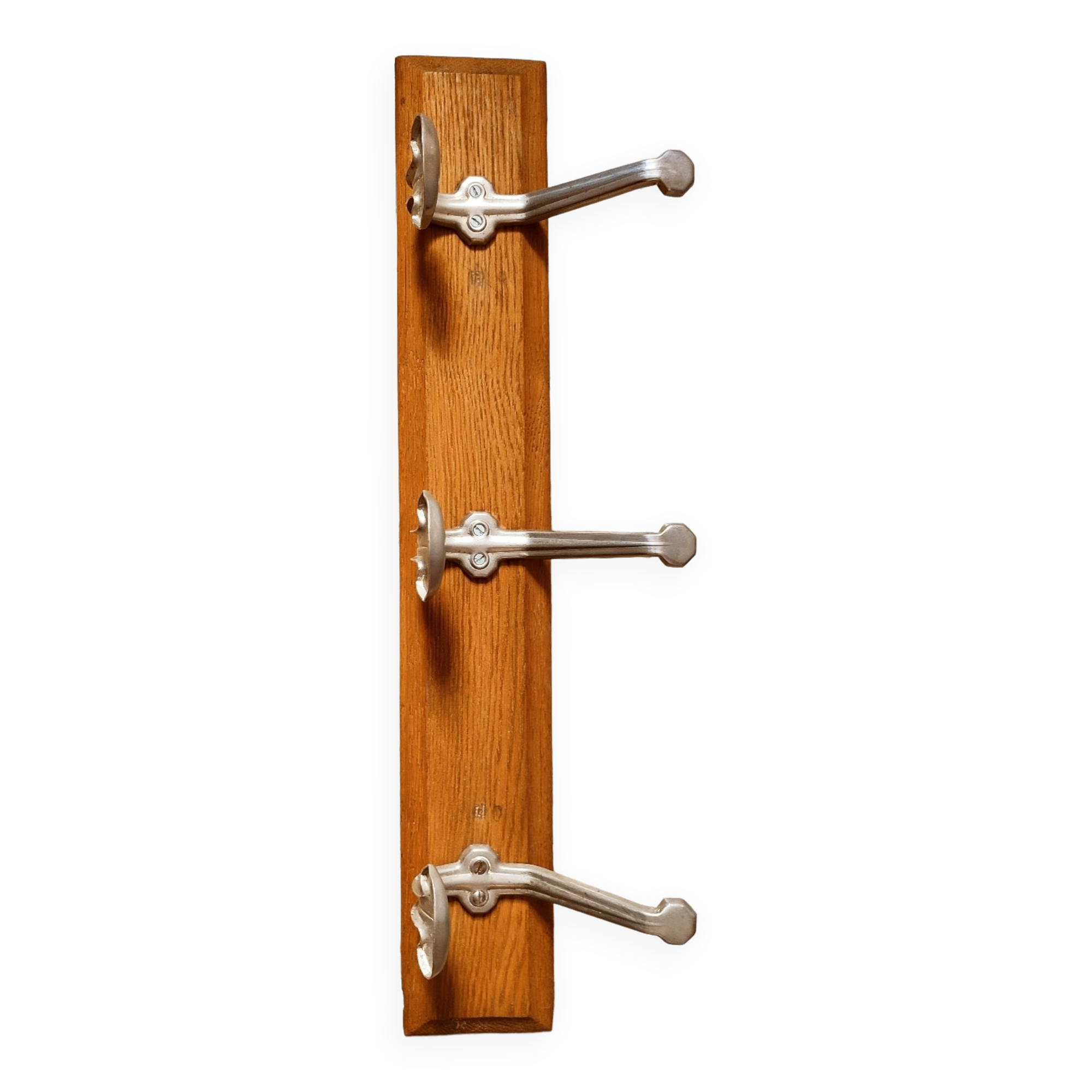Porte manteau art déco bois et fer blanc