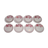 Lot of 8 plates flat and hollow earthenware to décor floral 60s/70s Digoin Sarreguemines