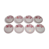 Lot de 8 assiettes plates et creuses en faïence à décor floral années 60/70 Digoin Sarreguemines