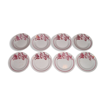 Lot of 8 plates flat and hollow earthenware to décor floral 60s/70s Digoin Sarreguemines