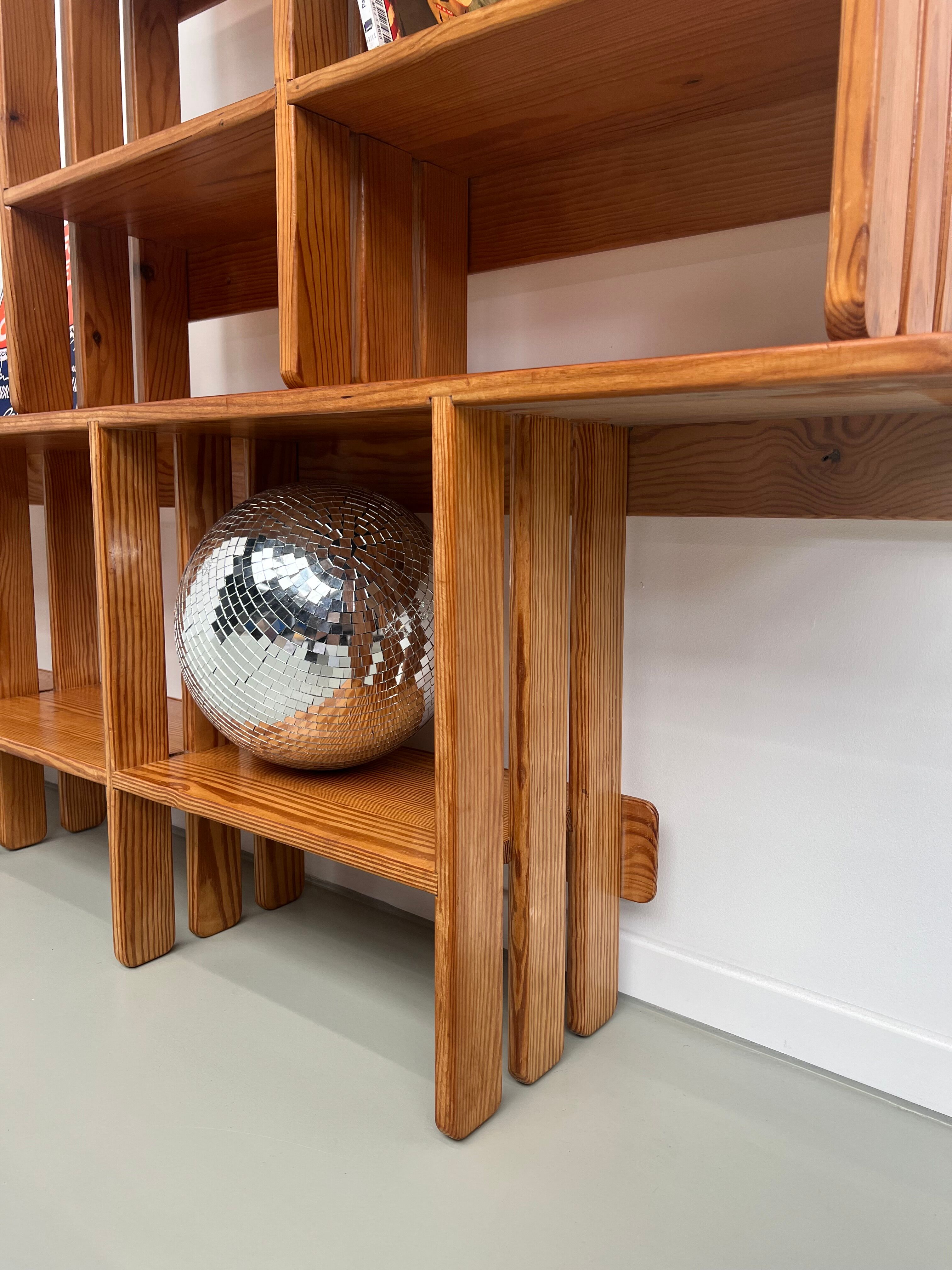 Pair of modernist pine wall shelves, circa 1970