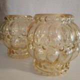 Lot 2 suspensions lampe globe en verre moulé des années 70