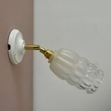 Vintage globe wall lamp in half frosted, half transparent glass