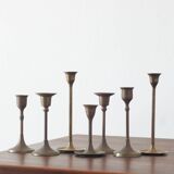 Vintage Brass Candlesticks, 1960s, Set of 7