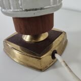 vintage bedside lamp in teak, brass and glass, 60s te