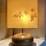 Vintage 1970 turned wooden ball lamp signed