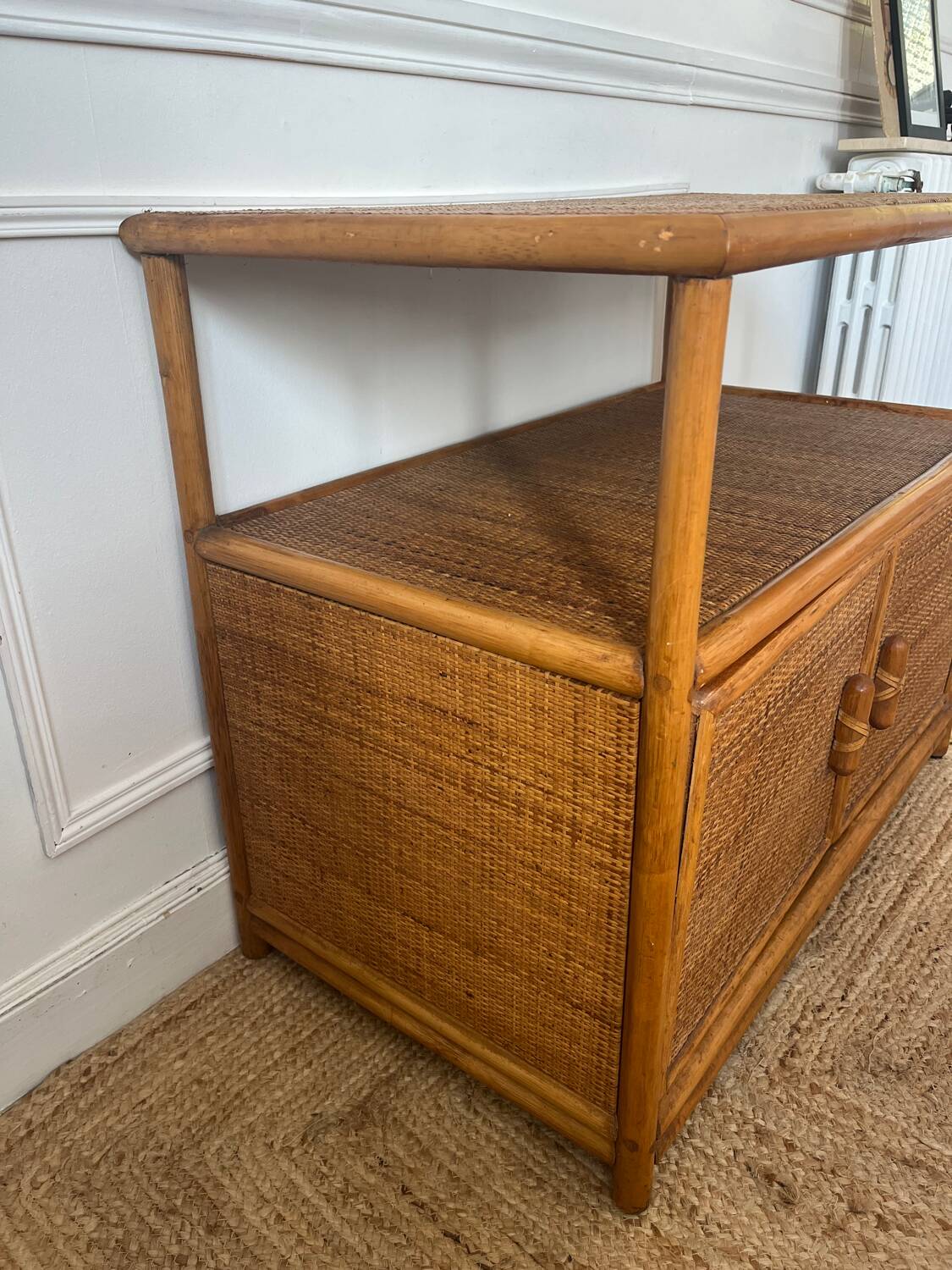 Bamboo and rattan sideboard, 1980s