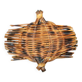 Vintage basket in woven rattan - fruit bowl empty-pocket 1960-1970 Hippie